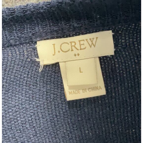 J.Crew Nautical Stripe Pullover Sweater Large Linen Cotton Classic Knit Buttons - Picture 6 of 12